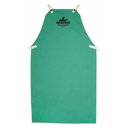 Welding Apron, Cotton, 9 oz, 36 in Length, Green, 24 x 42 in