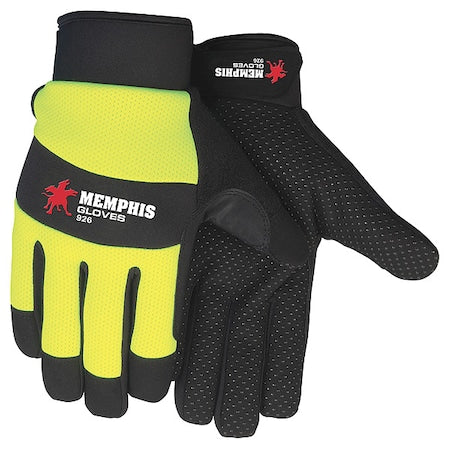 Hi-Vis Cold Protection Mechanics Gloves, Synthetic Leather Palm, 40g Thermosock Lining
