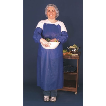 Disposable Apron, Vinyl, Blue,45"x35", PK12, Vinyl, Heat Sealed, 6 Mil, 45 In, Blue, Universal, 12 Pack