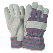 Leather Palm Gloves, Starched Safety Cuff Cuff, Wing Thumb, L, 12 PK