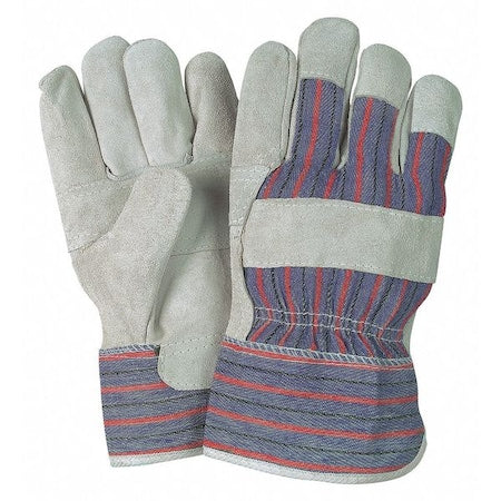 Leather Palm Gloves, Starched Safety Cuff Cuff, Wing Thumb, L, 12 PK