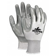 Coated Gloves, Nitrile, Flat, 3/4 Dip, 4 Abrasion Level, White/Gray, S 12 PK