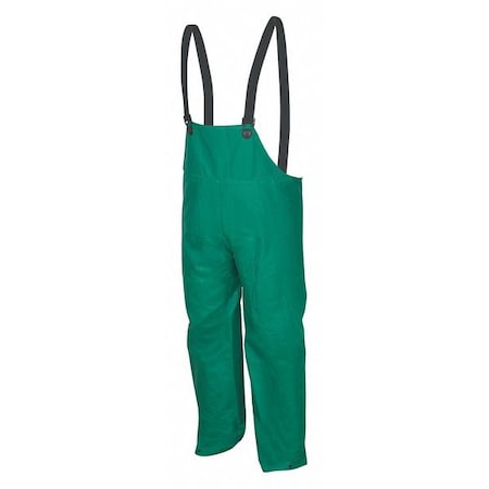 Dominator 0.42mm PVC/Poly Bib Overall,XL, PVC/High-Tensile Polyester, 32" Inseam, 50" Waist, Green