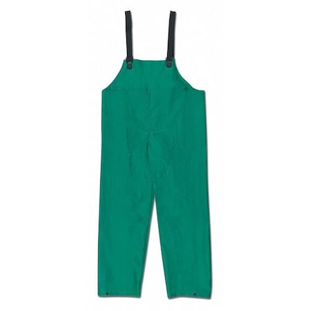 Dominator 0.42mm PVC/Poly Bib Overall,L, PVC/High-Tensile Polyester, 31" Inseam, 48" Waist, Green