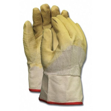 Coated Gloves, Latex, Crinkle Finish, Palm and Fingers, Not Rated Abrasion Level, L 12 PK