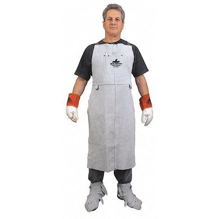 Welding Apron, Leather, 42 in Length, Gray