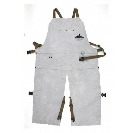 Welding Apron, Leather, 42 in Length, Gray