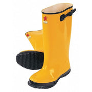 Slush Boots, Plain Toe, Rubber, 17 in Height, Pull On Closure, Cleated Sole, Yellow, 8