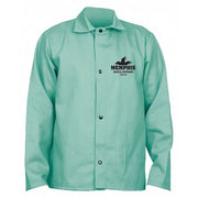 Welding Jacket, Excel FR, 9 oz, 75 in Length, Snaps Closure, Green, L