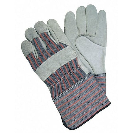Leather Palm Gloves, Gauntlet Cuff, Wing Thumb, L, 12 PK