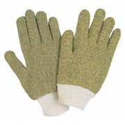 Weight Terry Kevlar Brown Cotto, PK12, Knit Wrist Cuff Back: Yellow, L, 12 Pack