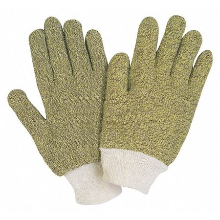 Weight Terry Kevlar Brown Cotto, PK12, Knit Wrist Cuff Back: Yellow, L, 12 Pack