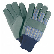 Leather Gloves, Cowhide, Knit Cuff, Wing Thumb, Full Finger, Gray, S, 12 PK