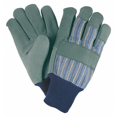 Leather Gloves, Cowhide, Knit Cuff, Wing Thumb, Full Finger, Gray, S, 12 PK