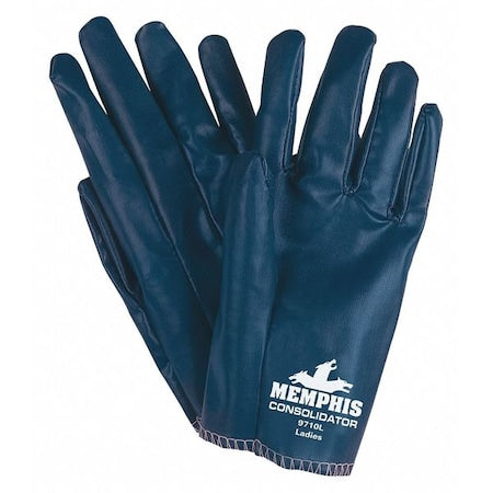 Coated Gloves, Nitrile, Smooth Finish, Full, Not Rated Abrasion Level, Blue, S 12 PK