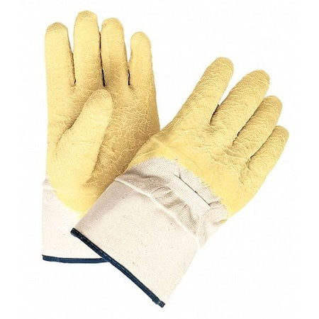 Coated Gloves, Latex, Crinkle Finish, Palm, Fingers and Thumb, Not Rated Abrasion Level, L 12 PK