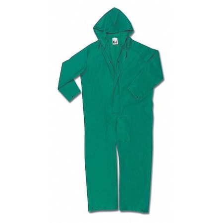 Dominator 0.42mm PVC/Poly/PVC Cvrall,4XL, PVC/Polyester, 33" Inseam, 66" Waist, Green, 4Xl