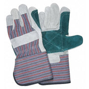Leather Palm Gloves, Gauntlet Cuff, Wing Thumb, L, 12 PK
