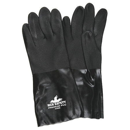 6300S Chemical Resistant Gloves, PVC, 14 in L, Not Rated, Black, L, 12 PK
