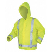 Hi-Vis Rain Jacket, Polyurethane, Class 3 Lime, 4XL