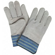 Leather Gloves, Cowhide, Safety Cuff, Wing Thumb, Full Finger, Gray, 2XL, 12 PK