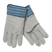Leather Gloves, Cowhide, Safety Cuff, Wing Thumb, Full Finger, Gray, L, 12 PK