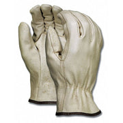 Leather Drivers Gloves, Slip-On, Straight Thumb, Gunn Cut, Beige, L 12 PK