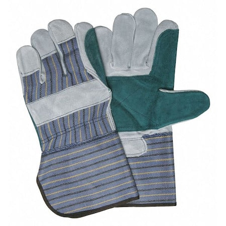 Leather Gloves, Cowhide, Gauntlet Cuff, Wing Thumb, Full Finger, Gray, L, 12 PK