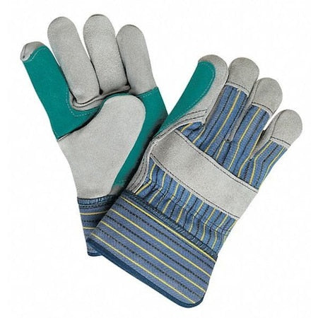 Leather Gloves, Cowhide, Safety Cuff, Wing Thumb, Full Finger, Gray, M, 12 PK