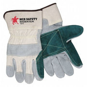 Leather Cut-Resistant Gloves, Cowhide, Safety Cuff, Wing Thumb, Full Finger, Gray, M, 12 PK