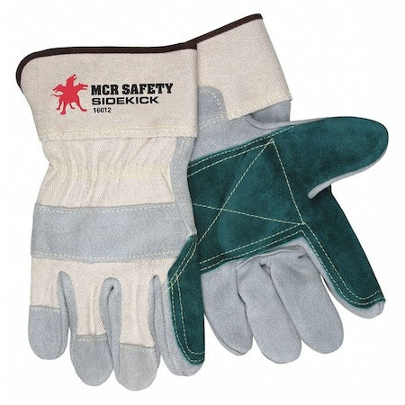 Leather Cut-Resistant Gloves, Cowhide, Safety Cuff, Wing Thumb, Full Finger, Gray, M, 12 PK