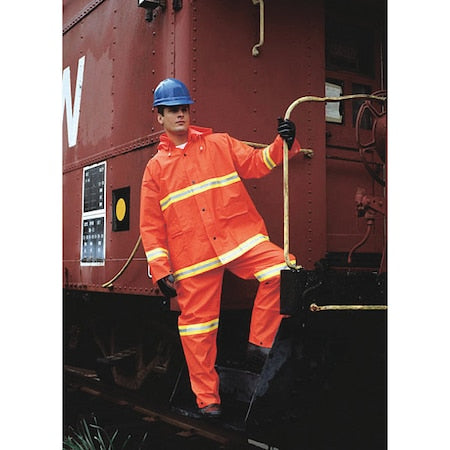 Rainsuit with Detachable Hood, PVC, 0.35 mil Thick, Detachable, Orange, S