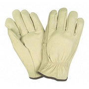 Leather Drivers Gloves, Pigskin, Shirred Slip-On, Straight Thumb, Gunn Cut, Beige, XL 12 PK