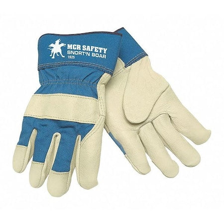 Leather Cut-Resistant Gloves, Pigskin, Safety Cuff, Wing Thumb, Full Finger, Beige, XL, 12 PK