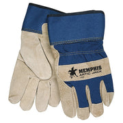 Leather Gloves, Split Pigskin Leather Palm, Safety Cuff, Beige, 12 PK