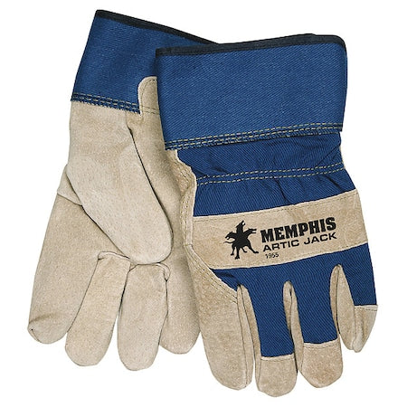 Leather Gloves, Pigskin Palm, Safety Cuff, Beige, 12 PK