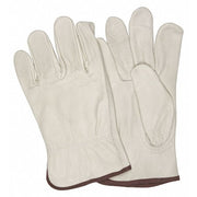 Leather Drivers Gloves, Grain Cowhide, Gunn Cut, Keystone Thumb, Beige, S, PK12