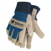 Leather Gloves, Split Pigskin Leather Palm, Knit Cuff, Beige, 12 PK