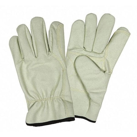 Leather Drivers Gloves, Slip-On, Wing Thumb, Gunn Cut, Beige, S 12 PK