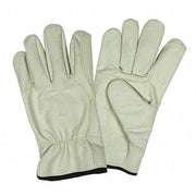 Leather Drivers Gloves, Slip-On, Wing Thumb, Gunn Cut, Beige, M 12 PK