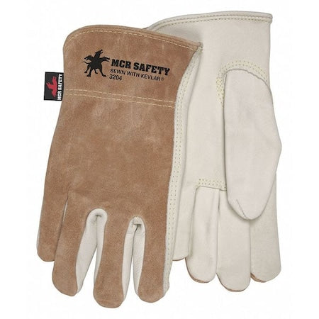 Leather Drivers Gloves, Cowhide, Shirred Slip-On, Keystone Thumb, Gunn - Full Back Cut, Beige, XL