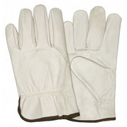 Leather Drivers Gloves, Cowhide, Slip-On, Wing Thumb, Gunn - Full Back Cut, Beige, S 12 PK