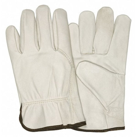 Leather Drivers Gloves, Cowhide, Slip-On, Wing Thumb, Gunn - Full Back Cut, Beige, S 12 PK