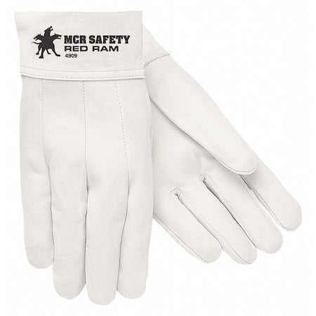 Red Ram Welding Gloves, Straight Cuff, Straight Thumb, Premium Goatskin, L, 12 PK