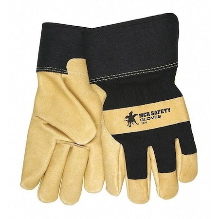 Cold Protection Gloves, Grain Pigskin Leather Palm, Safety Cuff, Beige, 12 PK