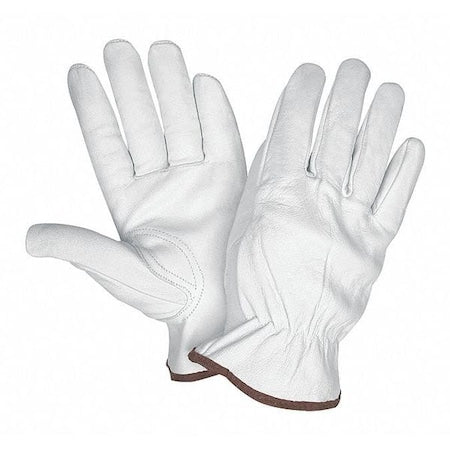 Leather Drivers Gloves, Goatskin, Slip-On, Keystone Thumb, Gunn - Full Back Cut, White, XL 12 PK