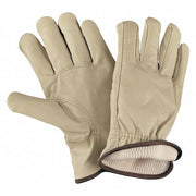 Cold Protection Drivers Gloves, Grain Cowhide Leather Palm, Thermal Lining, Beige, L
