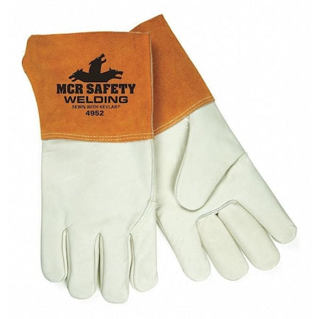 Red Ram Welding Gloves, Gauntlet Cuff, Wing Thumb, Standard Goatskin, M, 12 PK