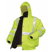 Hi-Vis 4-in-1 Bomber Jacket, Polyurethane/Polyester, Class 3 Type R, Fluorescent Lime, Xl