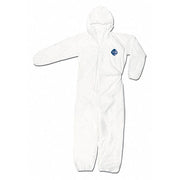 Disposable Coverallss, Hooded, 2XL, Tyvek(R), Elastic Wrist, Elastic Ankle, White, 25 PK